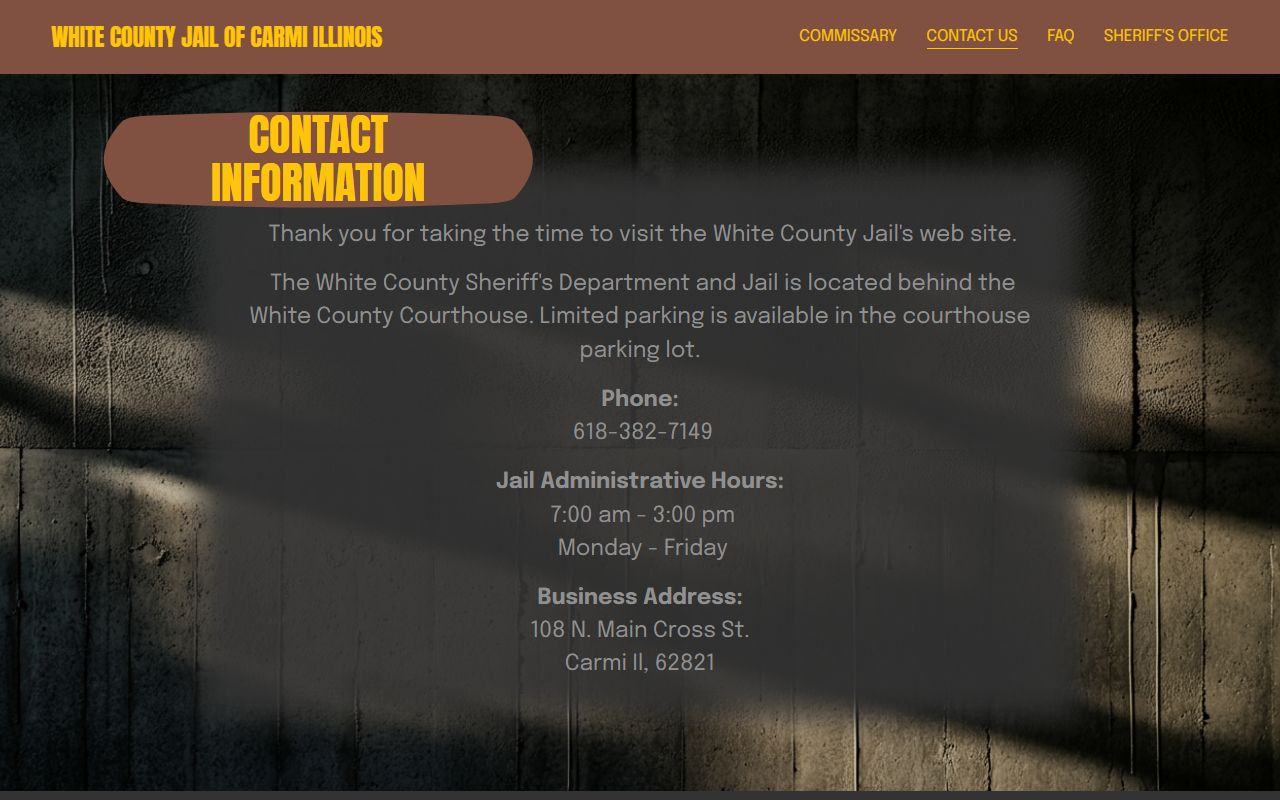 White County Jail Hamilton County inmate contact information